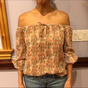 Zara off shoulder flowy floral top